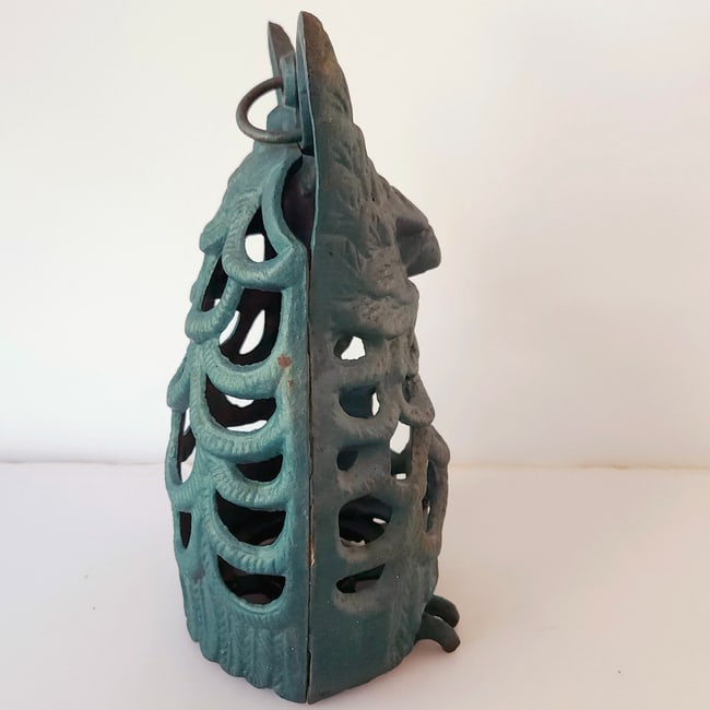 Cast Iron Owl Candle Lantern Candle Holder Japanese Garden Decor - Green - 5