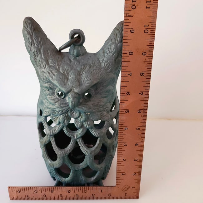 Cast Iron Owl Candle Lantern Candle Holder Japanese Garden Decor - Green - 7