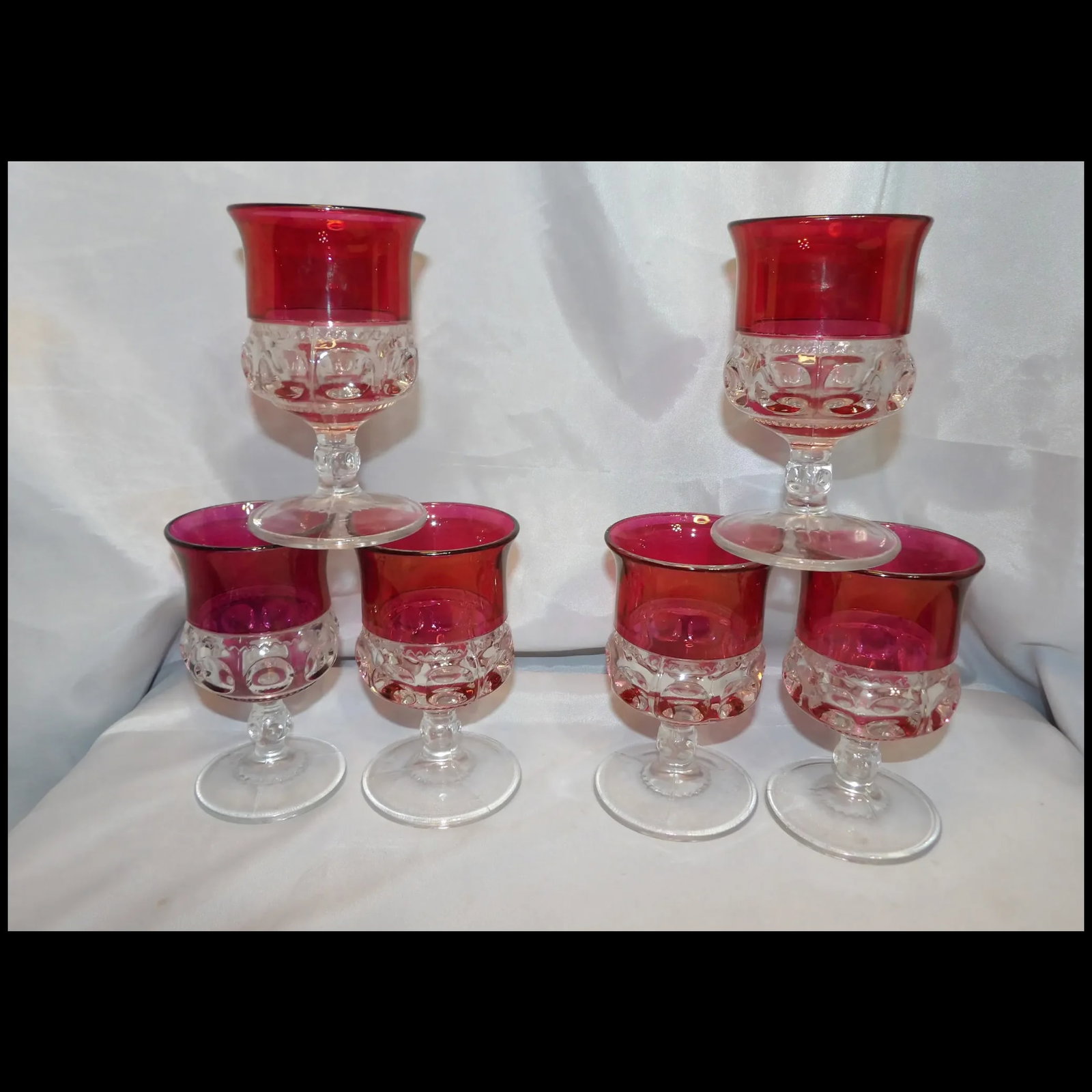 Tiffin Franciscan King's Crown Ruby Flash Stemware Water Glasses - 2