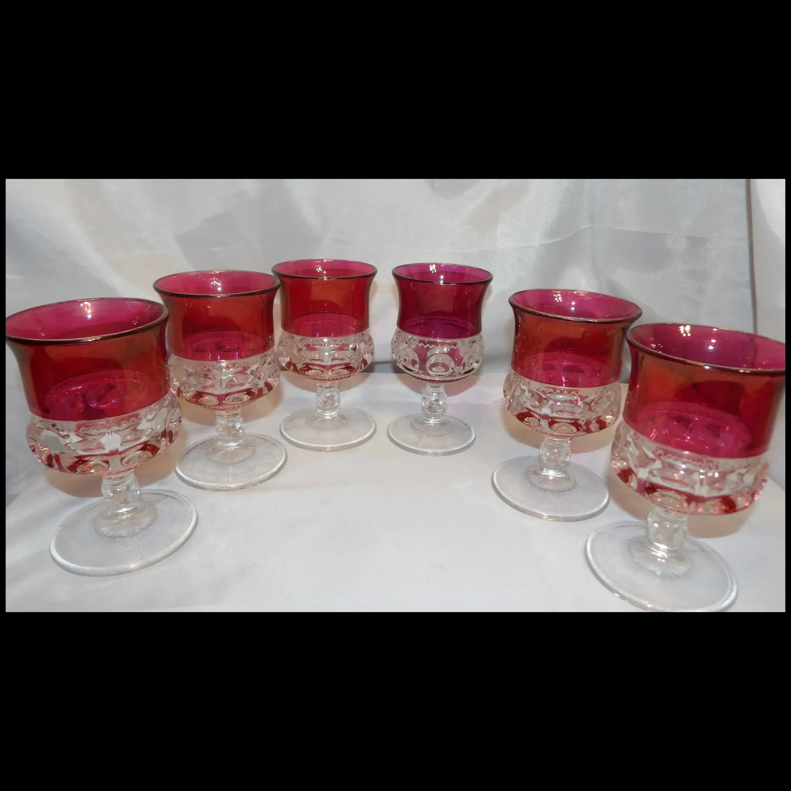 Tiffin Franciscan King's Crown Ruby Flash Stemware Water Glasses - 3