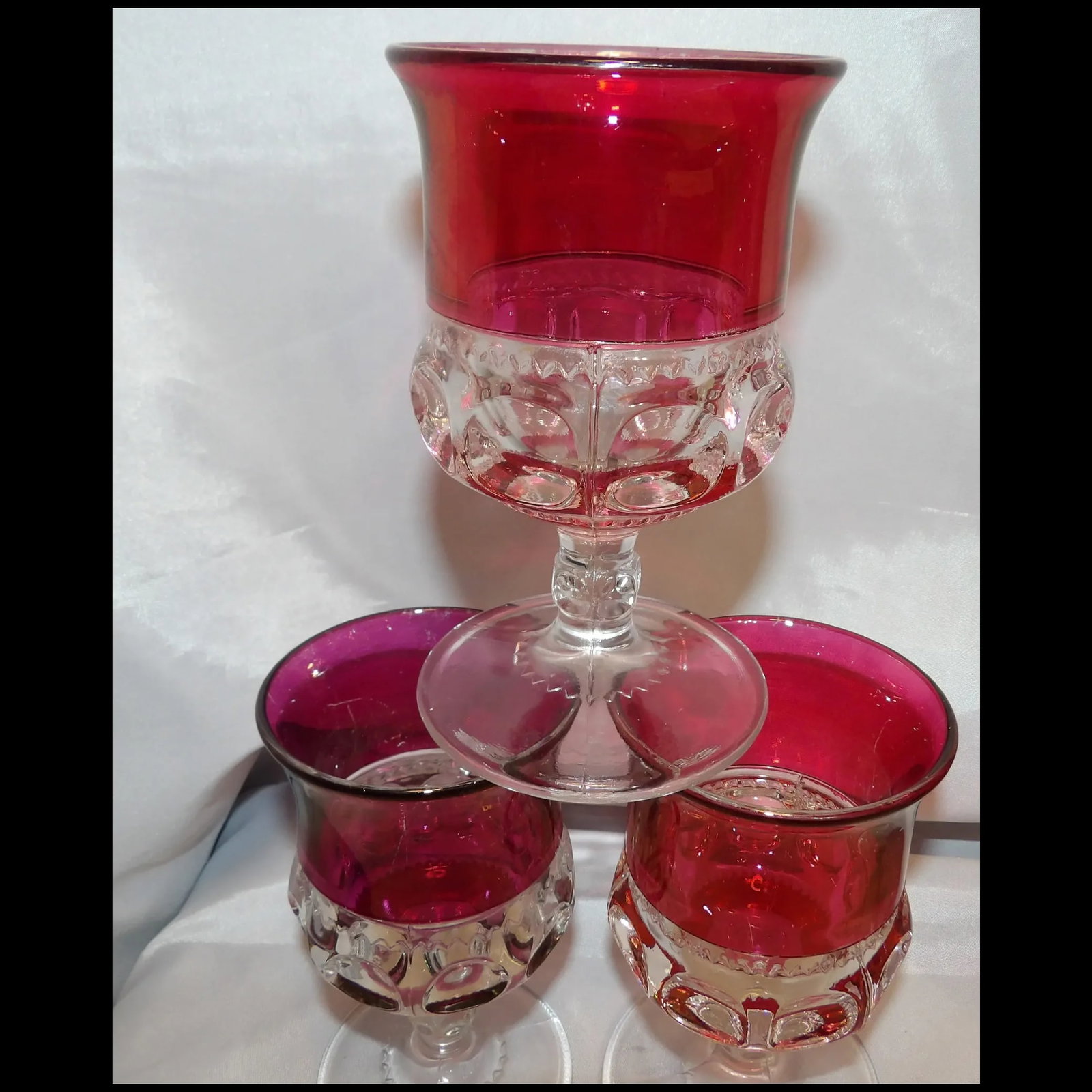 Tiffin Franciscan King's Crown Ruby Flash Stemware Water Glasses - 4