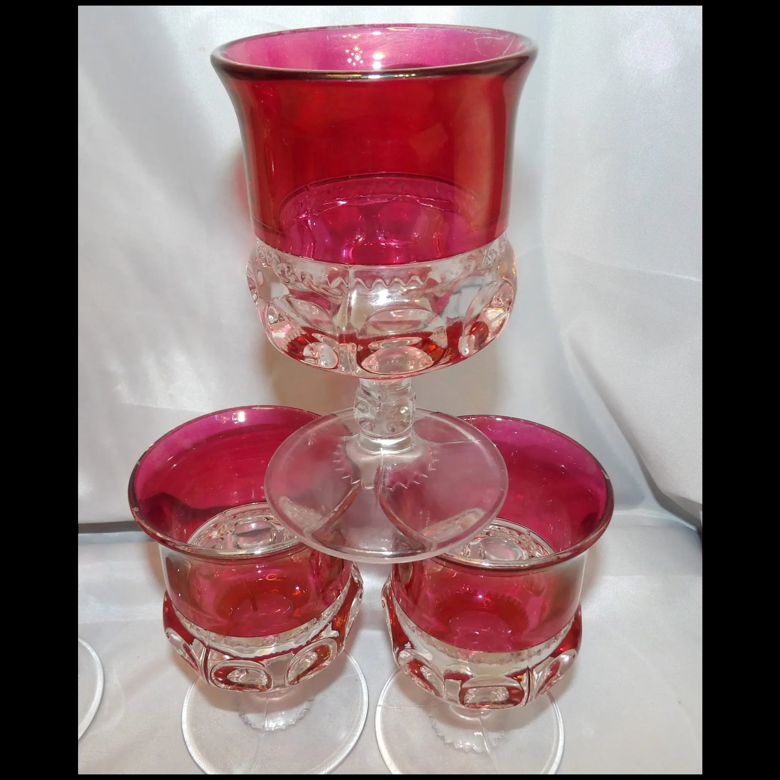 Tiffin Franciscan King's Crown Ruby Flash Stemware Water Glasses - 5