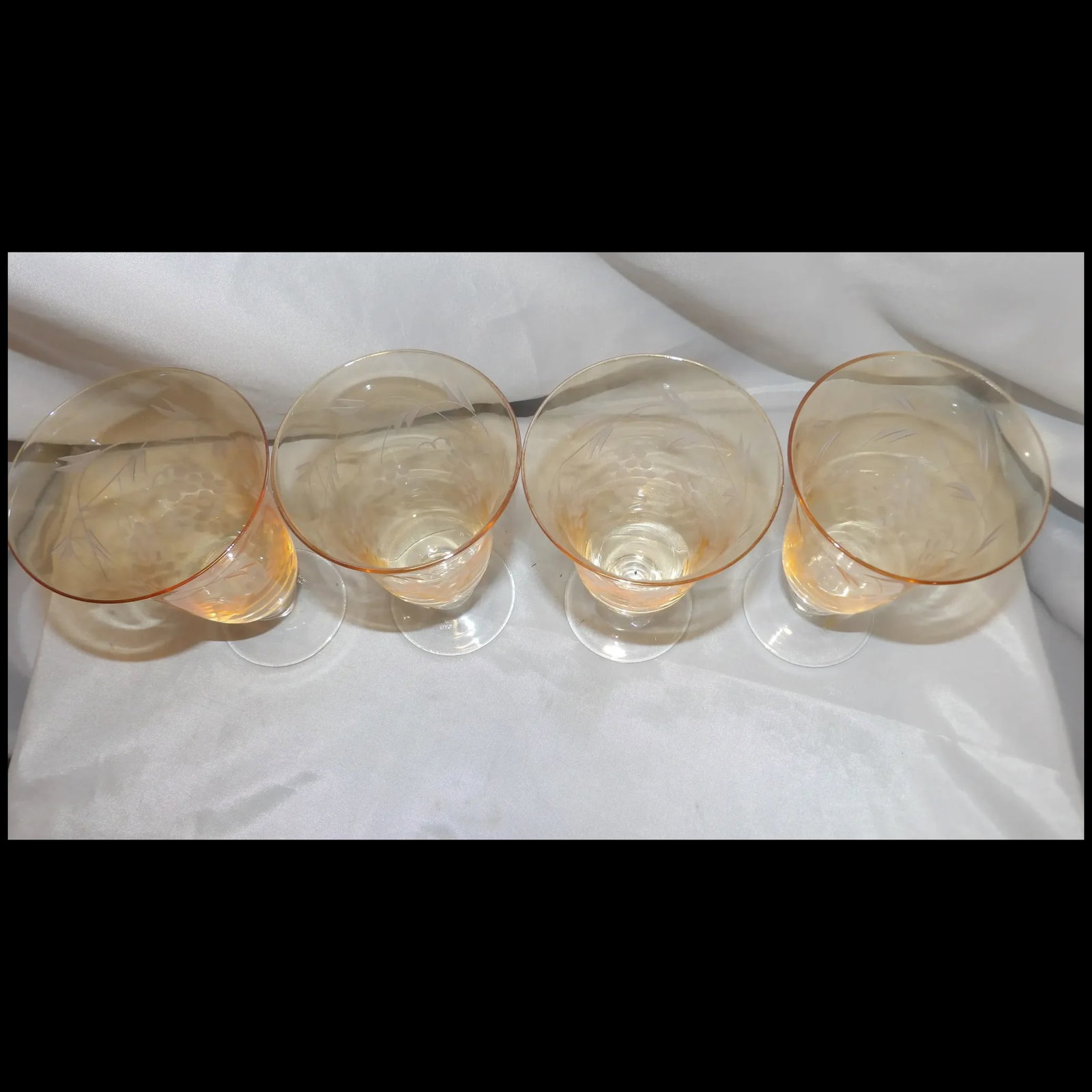 Amber Intaglio Depression Water Glasses- Grape Pattern - 7
