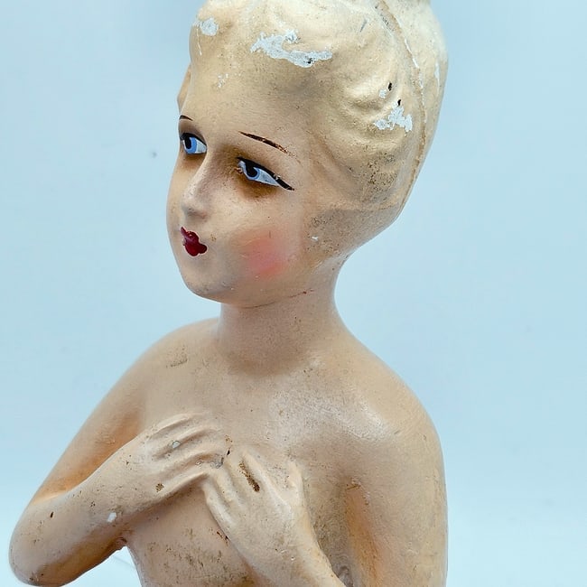 German Wax Over Chalkware Half-doll circa 1925 - 10