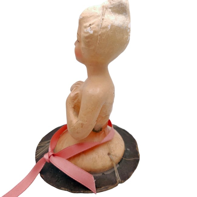 German Wax Over Chalkware Half-doll circa 1925 - 2