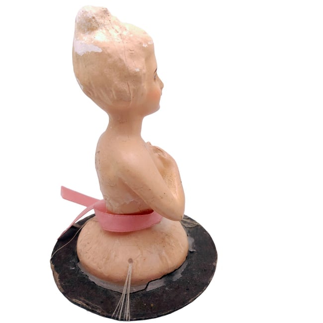 German Wax Over Chalkware Half-doll circa 1925 - 5