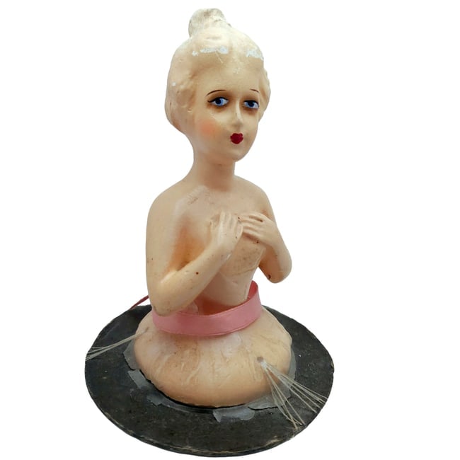 German Wax Over Chalkware Half-doll circa 1925 - 6