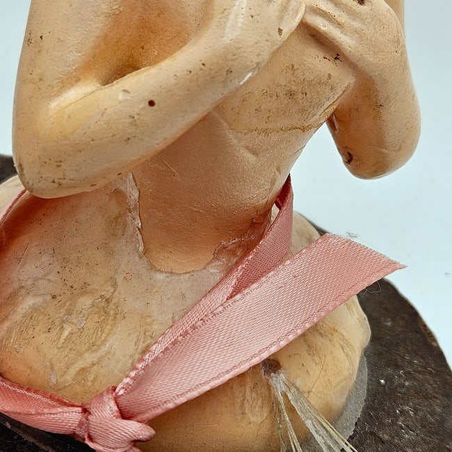German Wax Over Chalkware Half-doll circa 1925 - 9