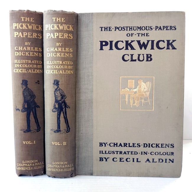 The Pickwick Papers Charles Dickens Illustrated in color by Cecil Aldin 1910 2 Vol Set 1st Ed (1 of 10)
