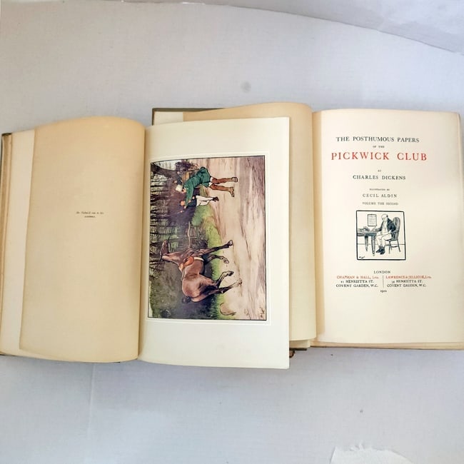 The Pickwick Papers Charles Dickens Illustrated in color by Cecil Aldin 1910 2 Vol Set 1st Ed - 5