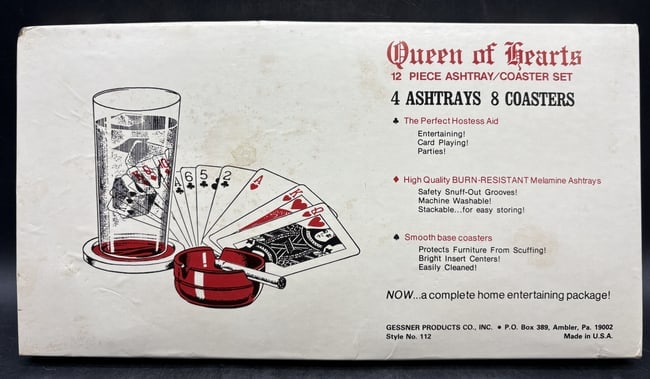 Queen of Hearts Ashtray Coaster Set - 8