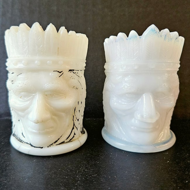 Joe St. Clair Milk Glass Native American Toothpick Holders circa 1960's. (1 of 7)