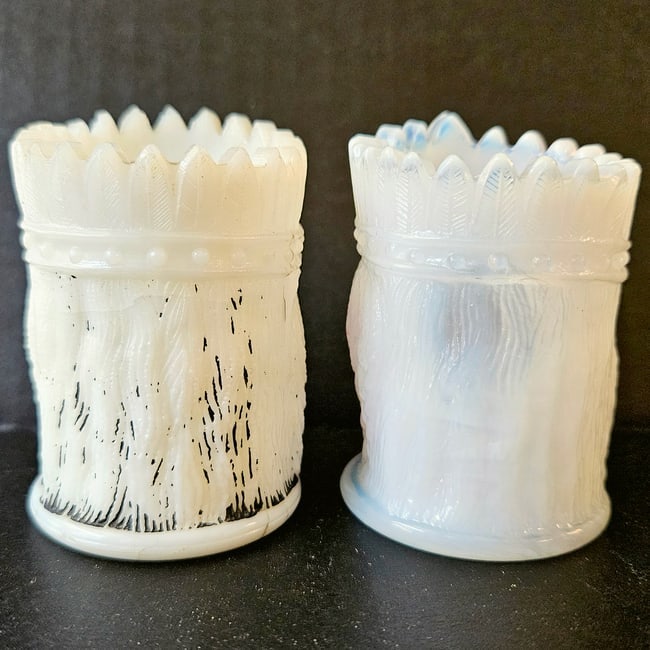 Joe St. Clair Milk Glass Native American Toothpick Holders circa 1960's. - 3