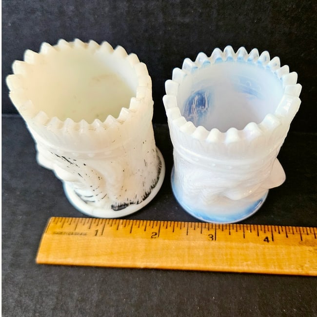 Joe St. Clair Milk Glass Native American Toothpick Holders circa 1960's. - 7