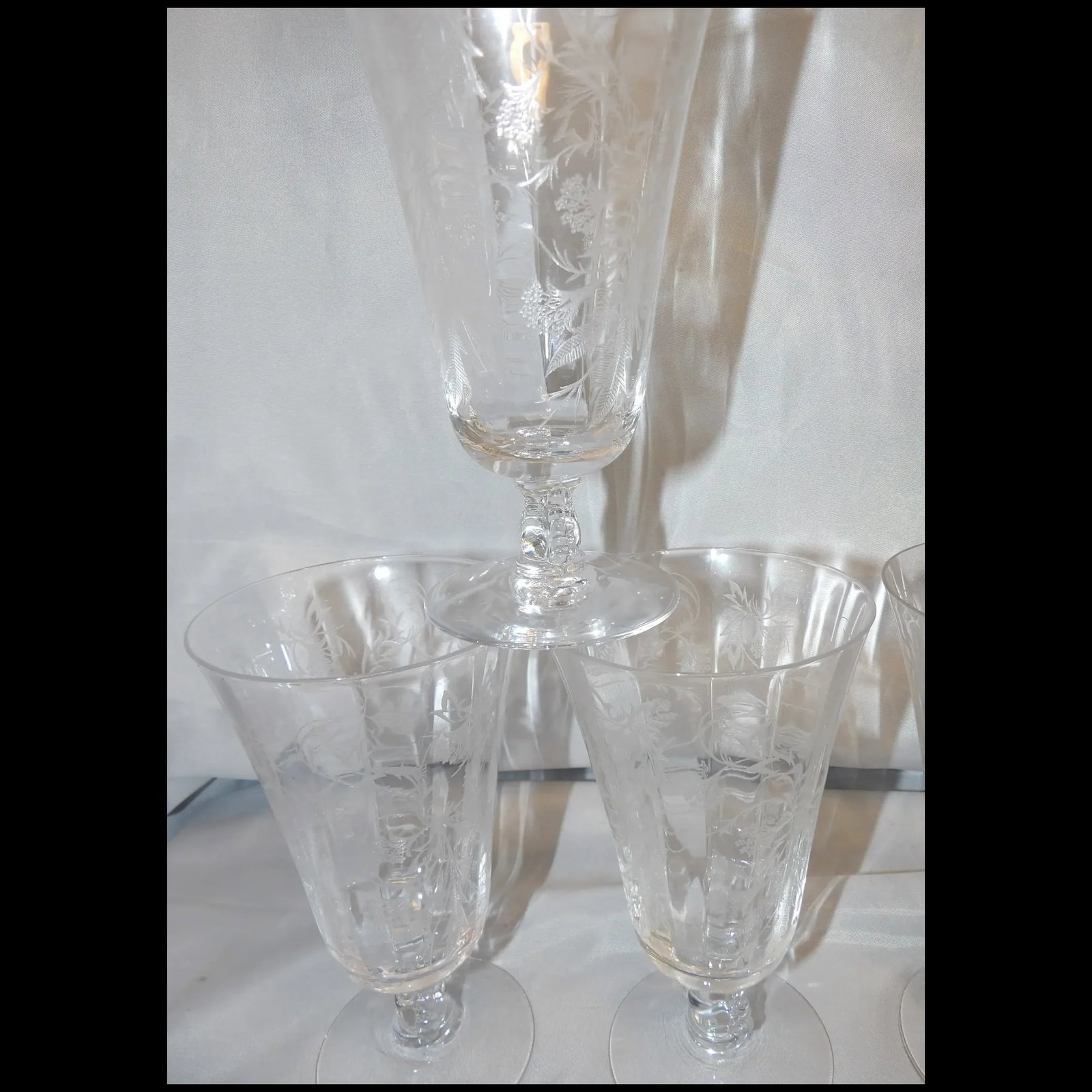Fostoria Heather Pattern Ice Tea Glasses - 3