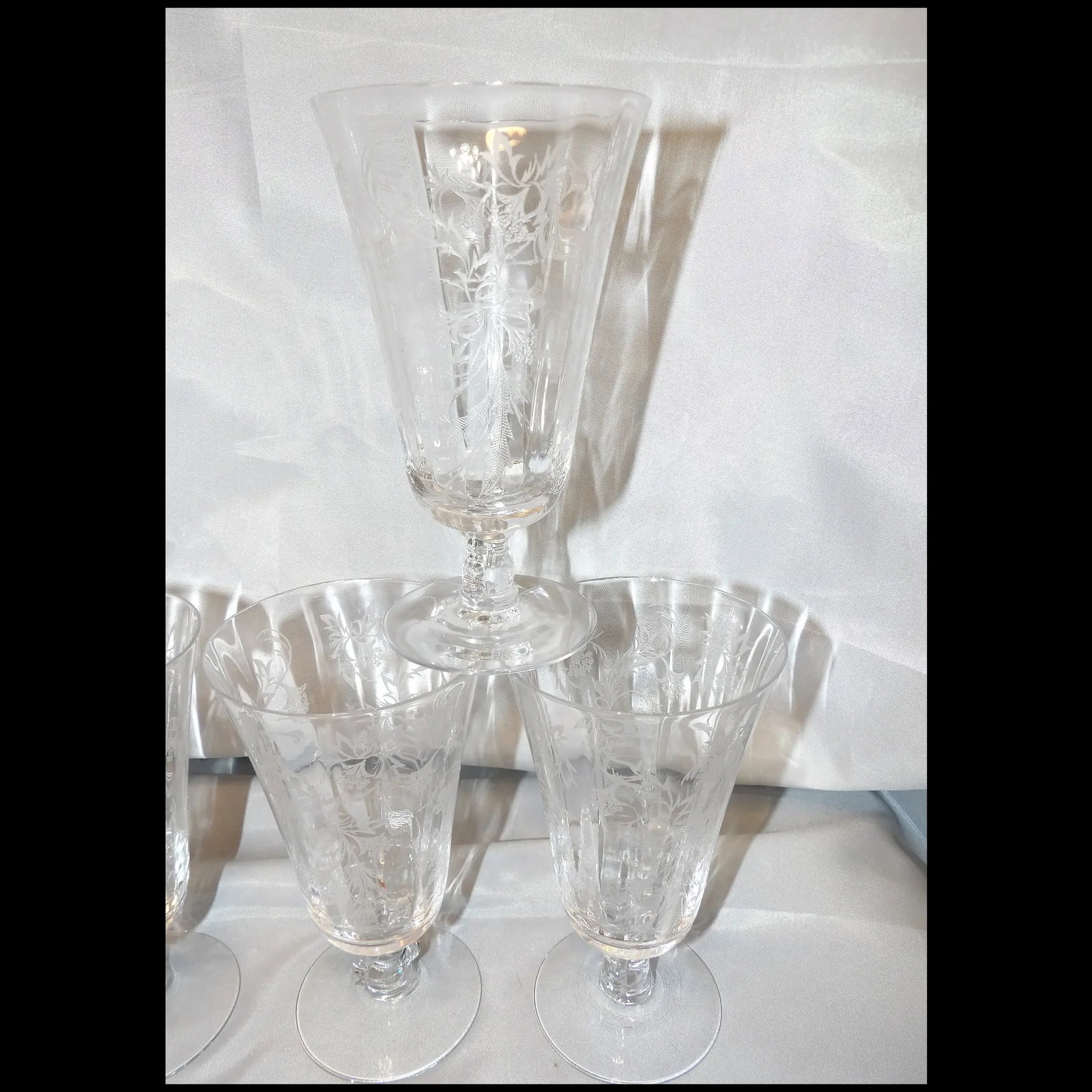Fostoria Heather Pattern Ice Tea Glasses - 4
