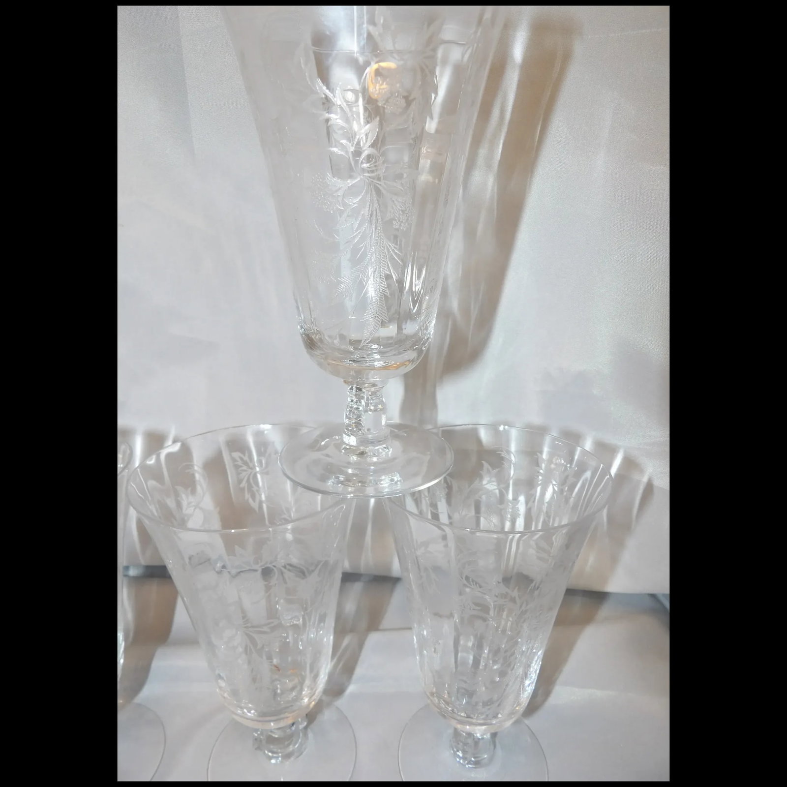 Fostoria Heather Pattern Ice Tea Glasses - 5