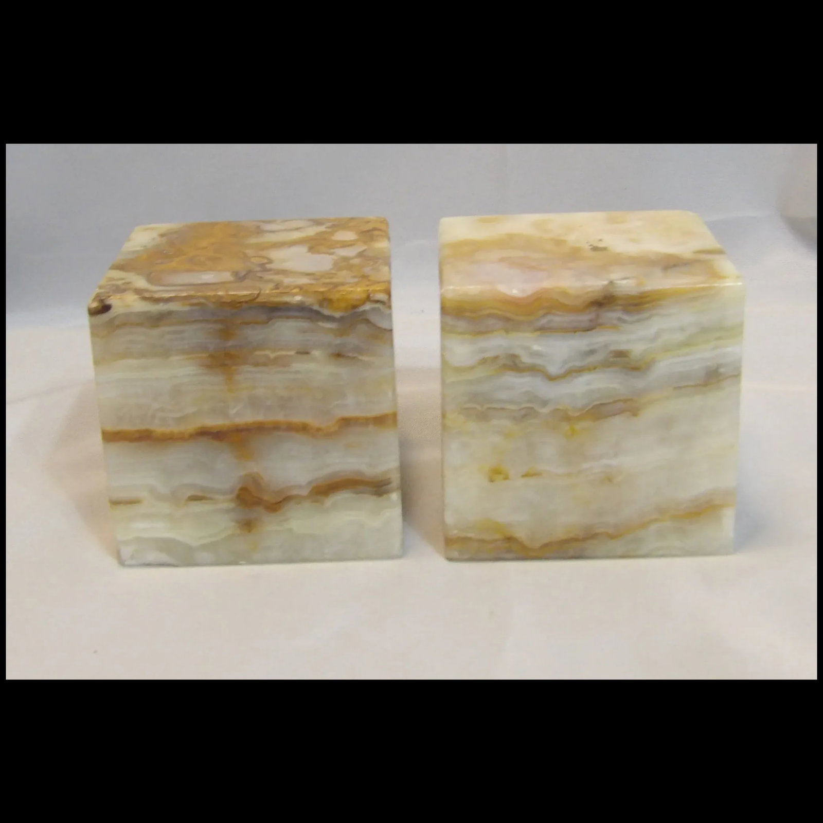 Pair of Square Onyx Paperweights - 2