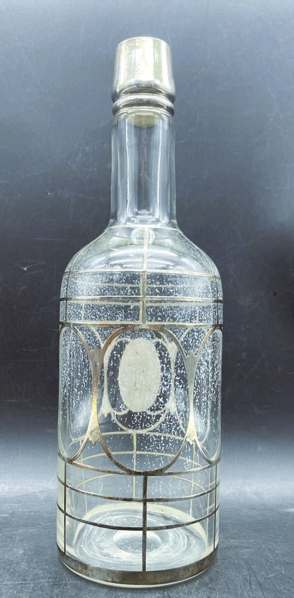 Sterling SILVER OVERLAY BACK BAR WHISKEY BOTTLE Monogramed - 7
