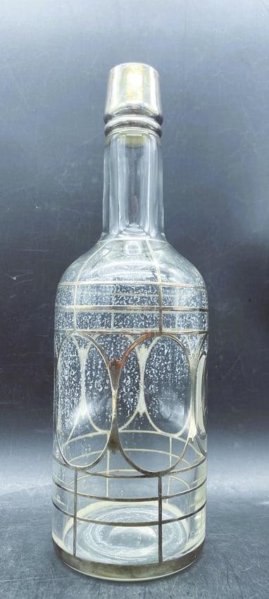 Sterling SILVER OVERLAY BACK BAR WHISKEY BOTTLE Monogramed - 8