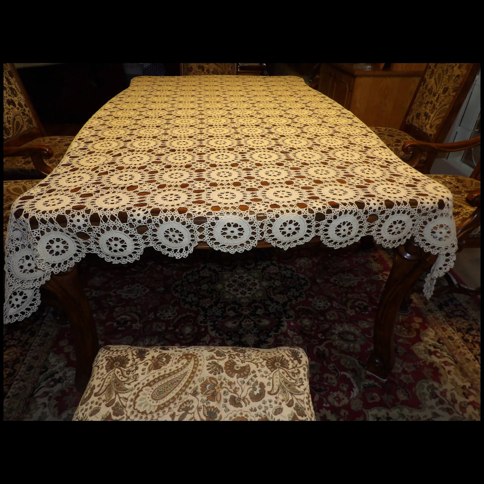Heavy Cotton Crochet Tablecloth - 8