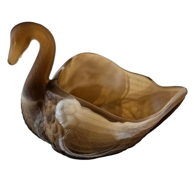Vintage Imperial Glass Chocolate Caramel Slag Swan Shaped Dish (1 of 9)