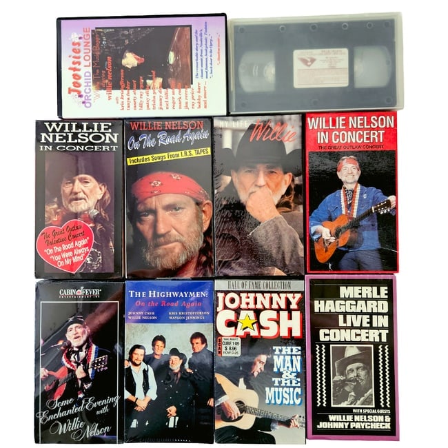 Large Lot Willie Nelson Concert VHS Tapes - 2