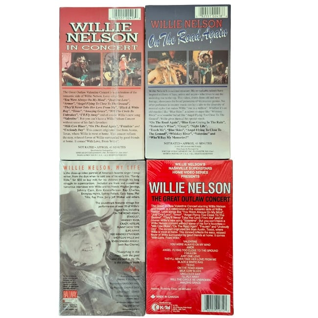 Large Lot Willie Nelson Concert VHS Tapes - 4