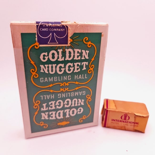 1965 Golden Nugget Casino Playing Cards (Green) with International Hotel Dice - 3