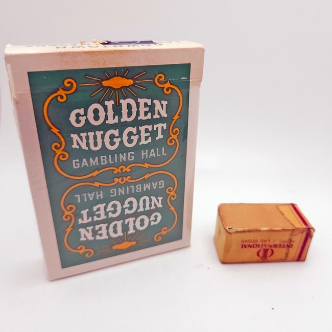1965 Golden Nugget Casino Playing Cards (Green) with International Hotel Dice - 4