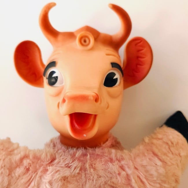 Vintage 1950s Borden Mascot Elsie the Cow Plush Pink Doll - 2