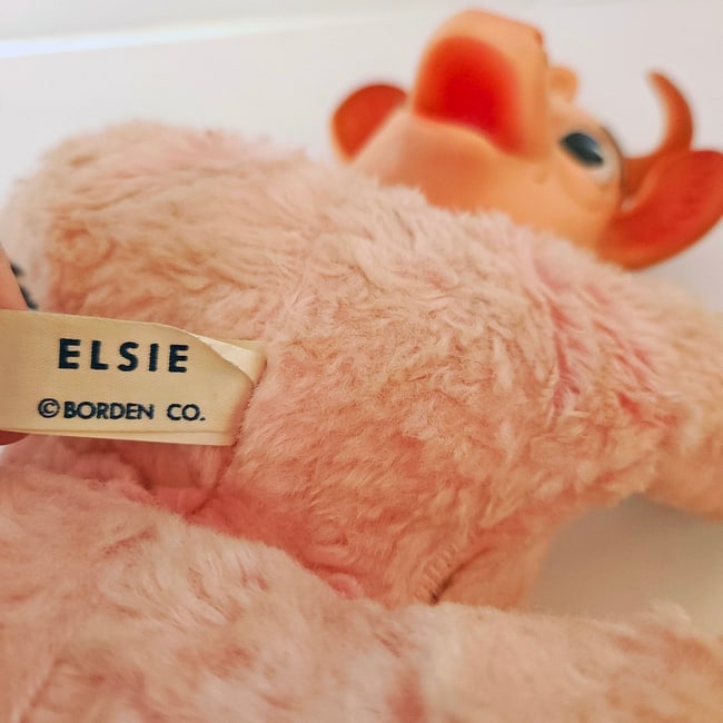 Vintage 1950s Borden Mascot Elsie the Cow Plush Pink Doll - 8
