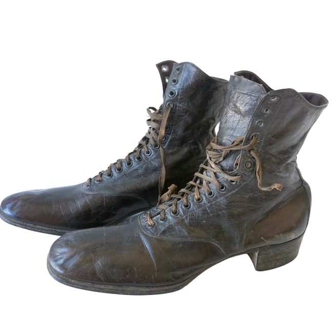 J.S. Coward Antique Pair of Women's Leather Shoes/Boots circa 1890-1915 - 4