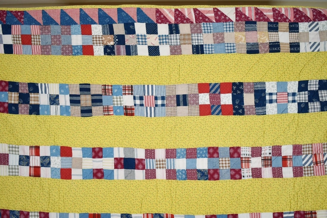1880's Nine Patch Quilt, Sawtooth Border - 2
