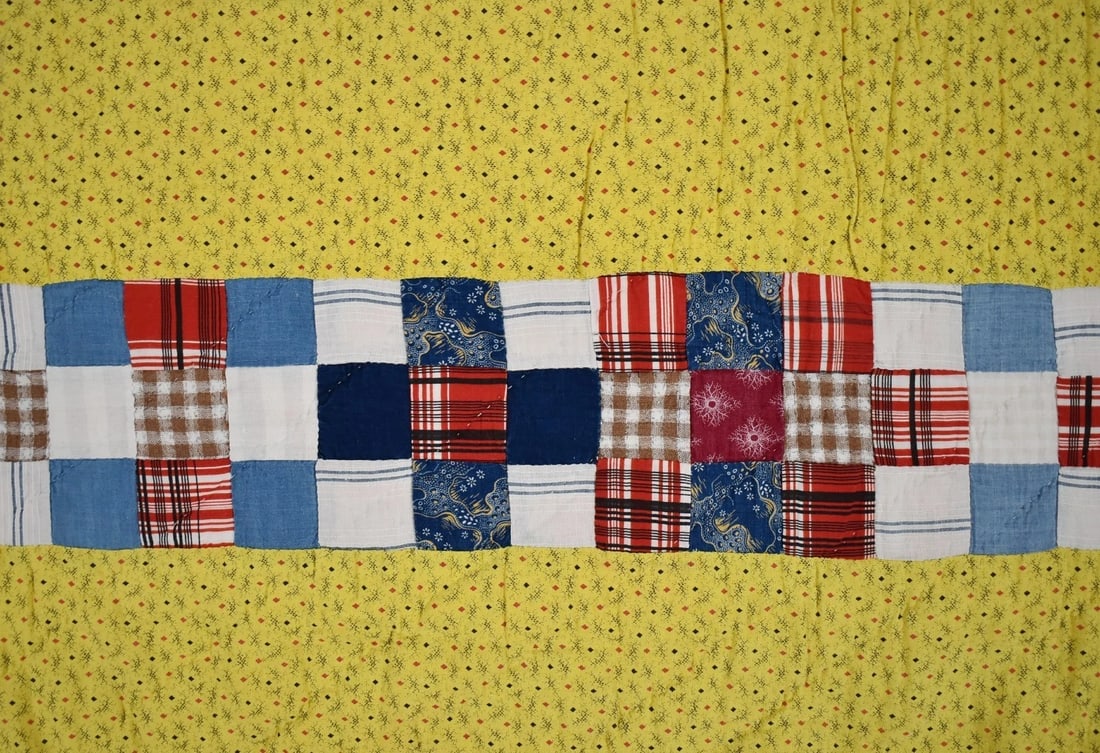 1880's Nine Patch Quilt, Sawtooth Border - 3