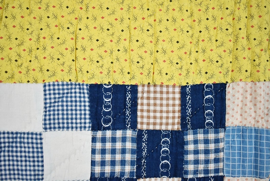 1880's Nine Patch Quilt, Sawtooth Border - 8