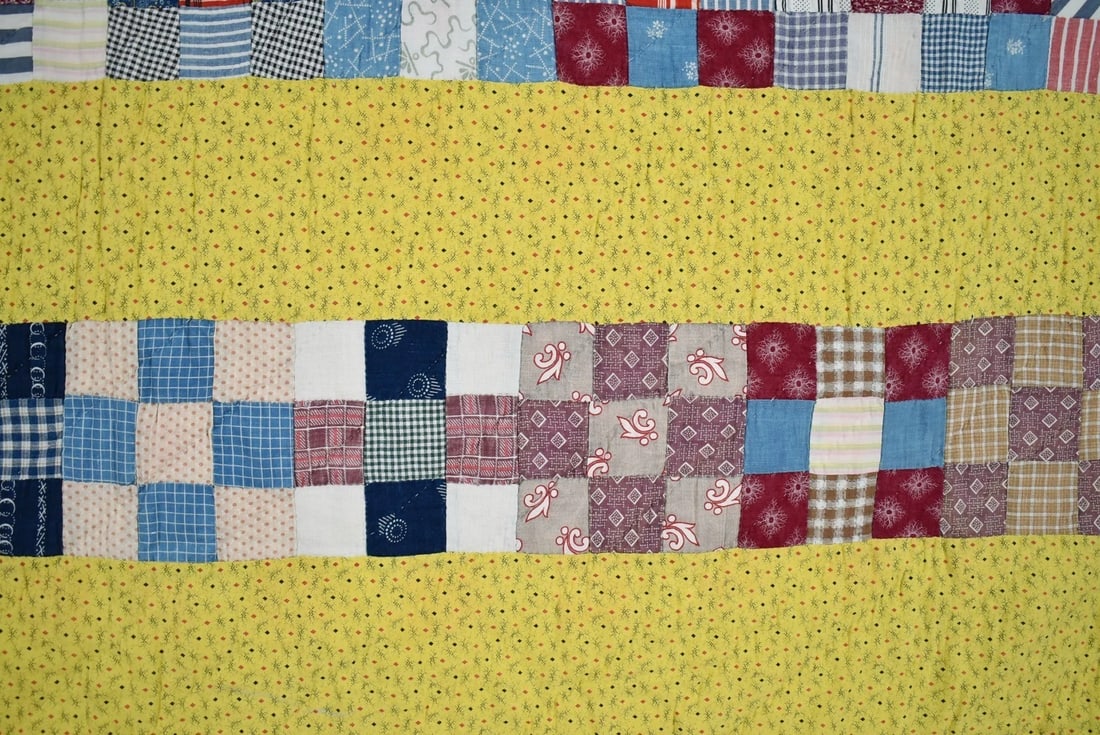 1880's Nine Patch Quilt, Sawtooth Border - 9