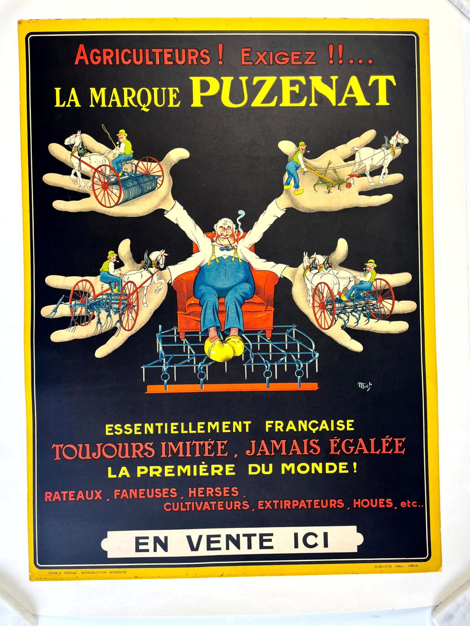 Puznat - Agriculture Tools (1908) 24"x32" French Advertising Poster LB (1 of 6)