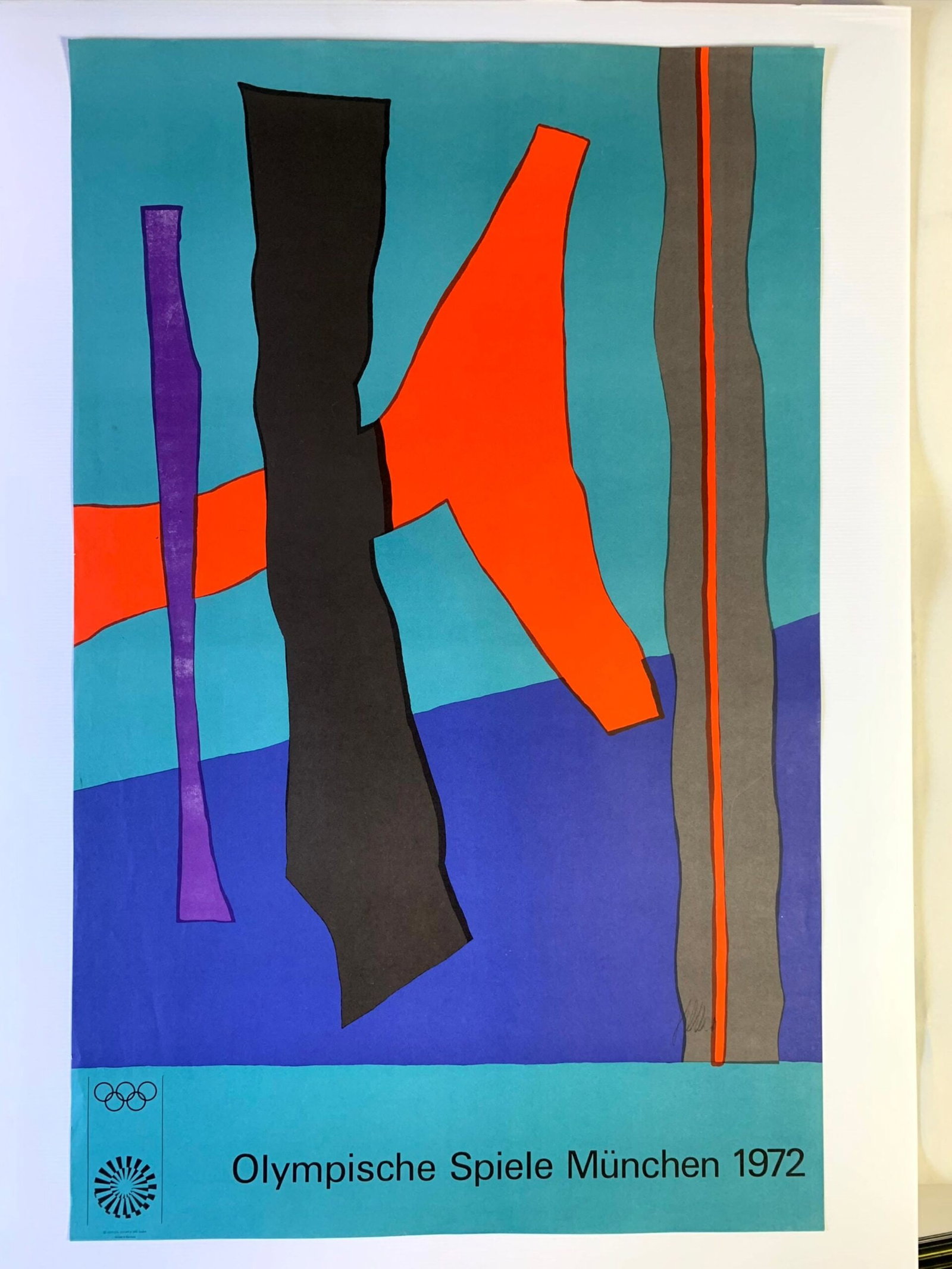 Munich Olympics 1972 - Art by Fritz Winter (1972) 25" x40" German Sports Lithograph Poster (1 of 3)