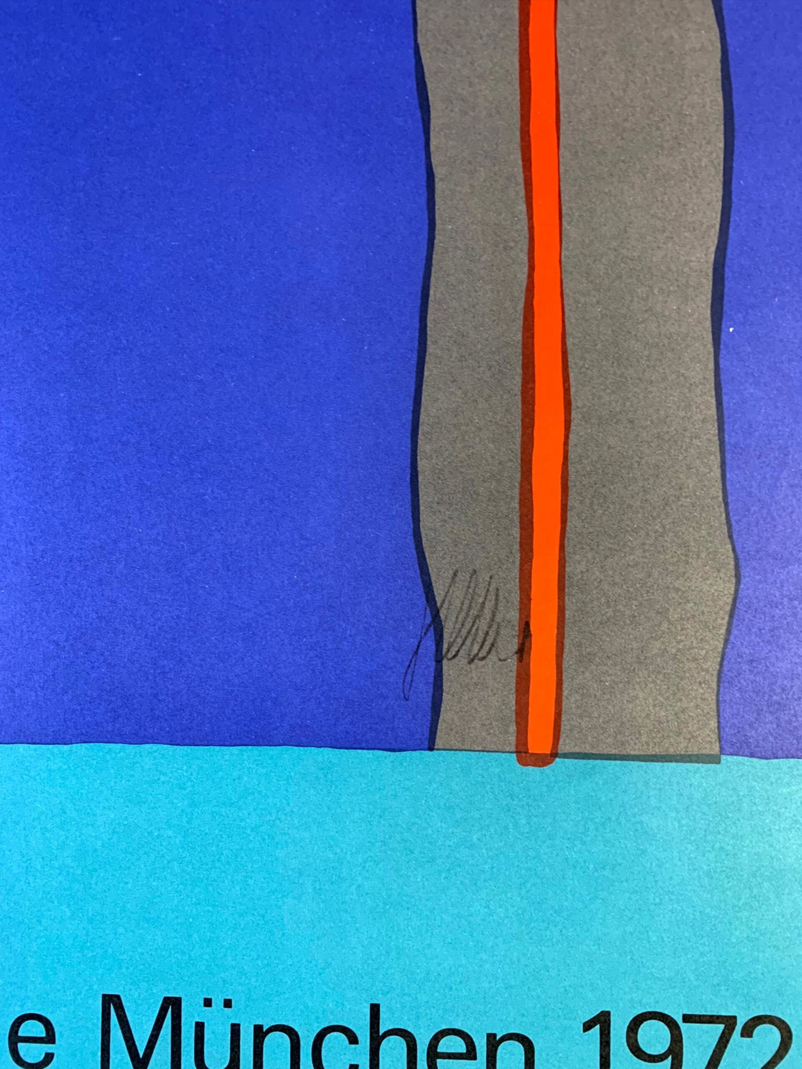 Munich Olympics 1972 - Art by Fritz Winter (1972) 25" x40" German Sports Lithograph Poster - 2