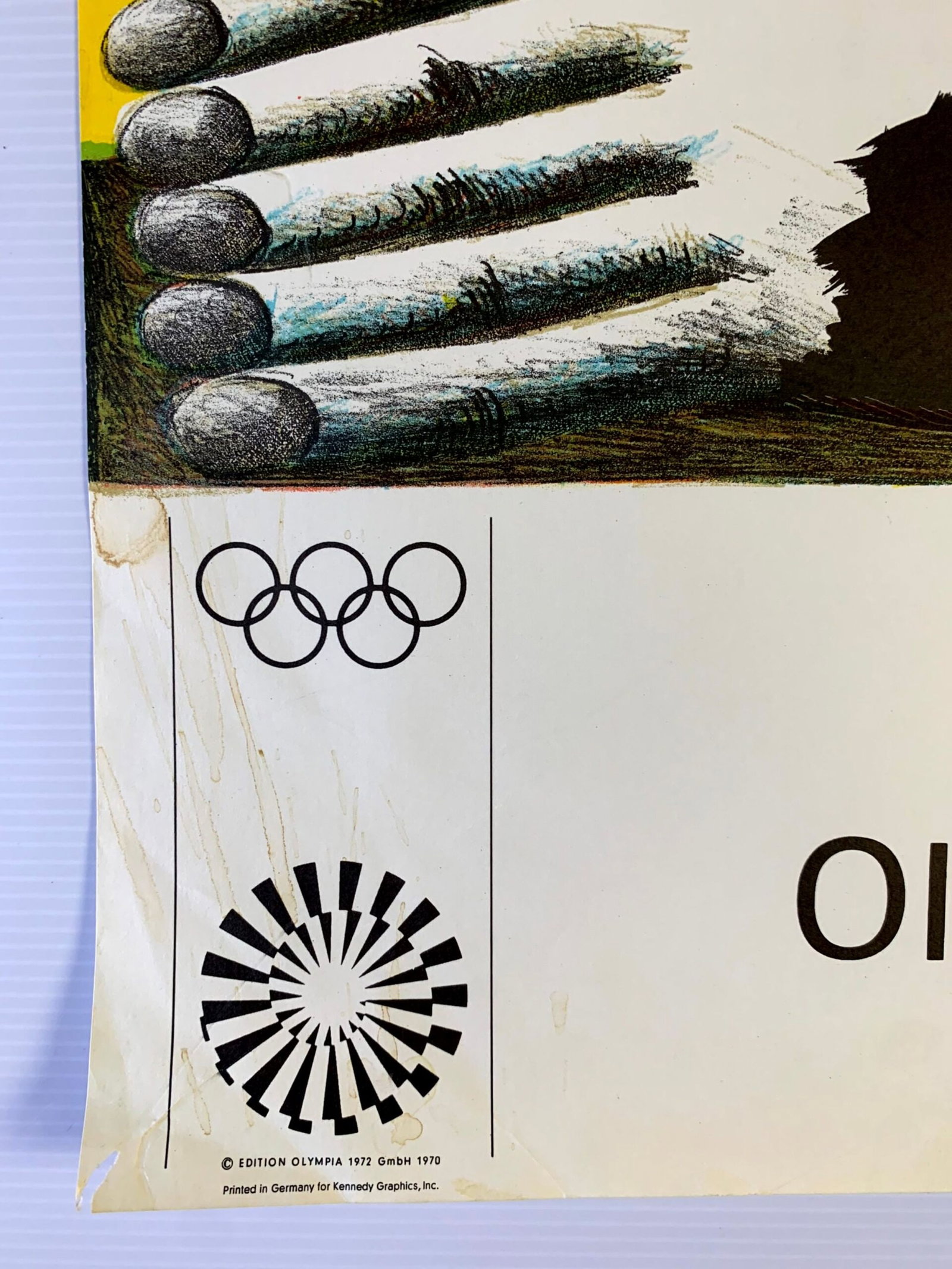 Munich Olympics 1972 - Art by Horst Antes (1970) 25" x40" German Sports Lithograph Poster - 3