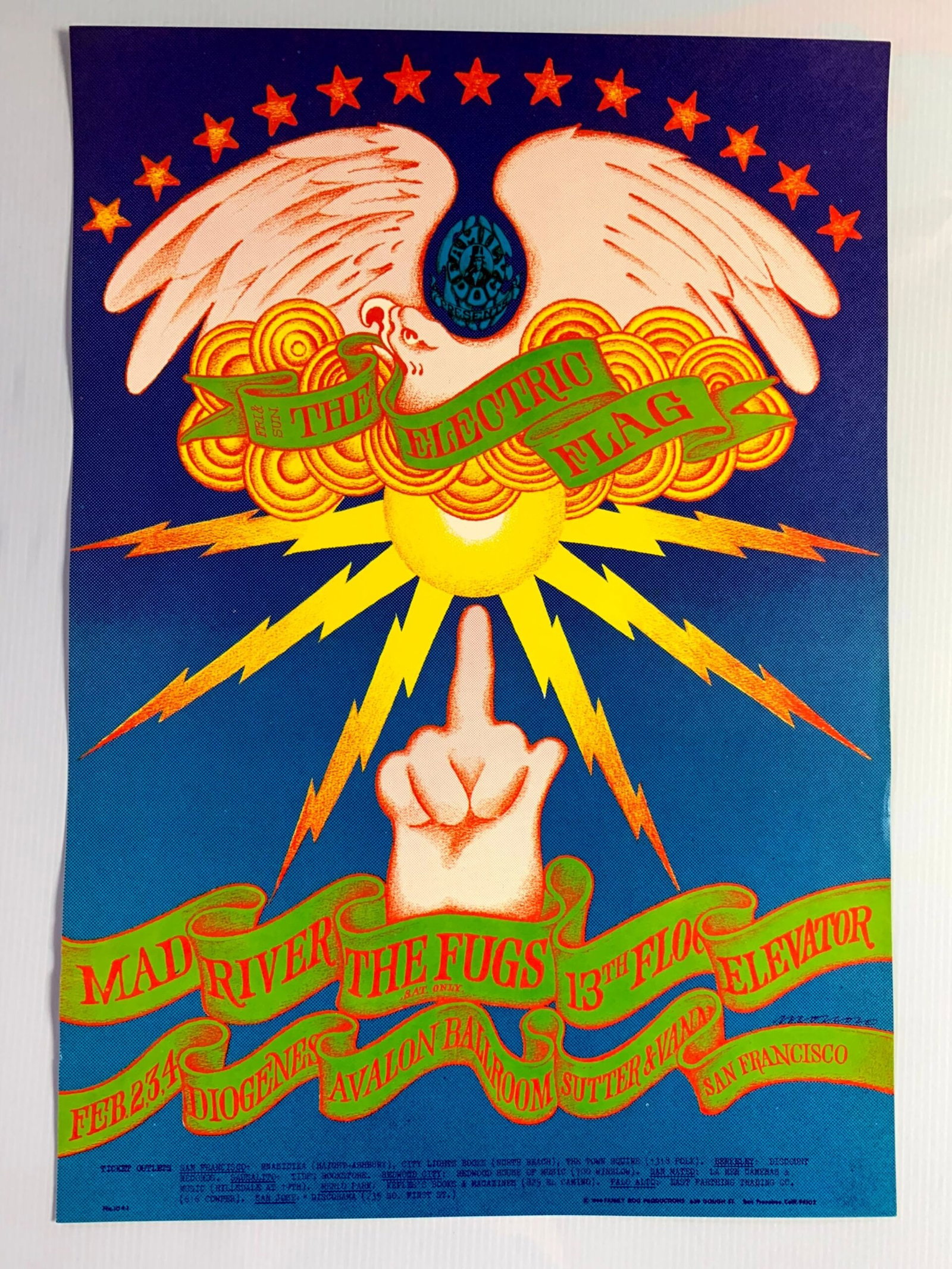FD104-PO 1st Printing - Electric Flag (1968) 14"X20" US Psychedelic Music Poster (1 of 5)