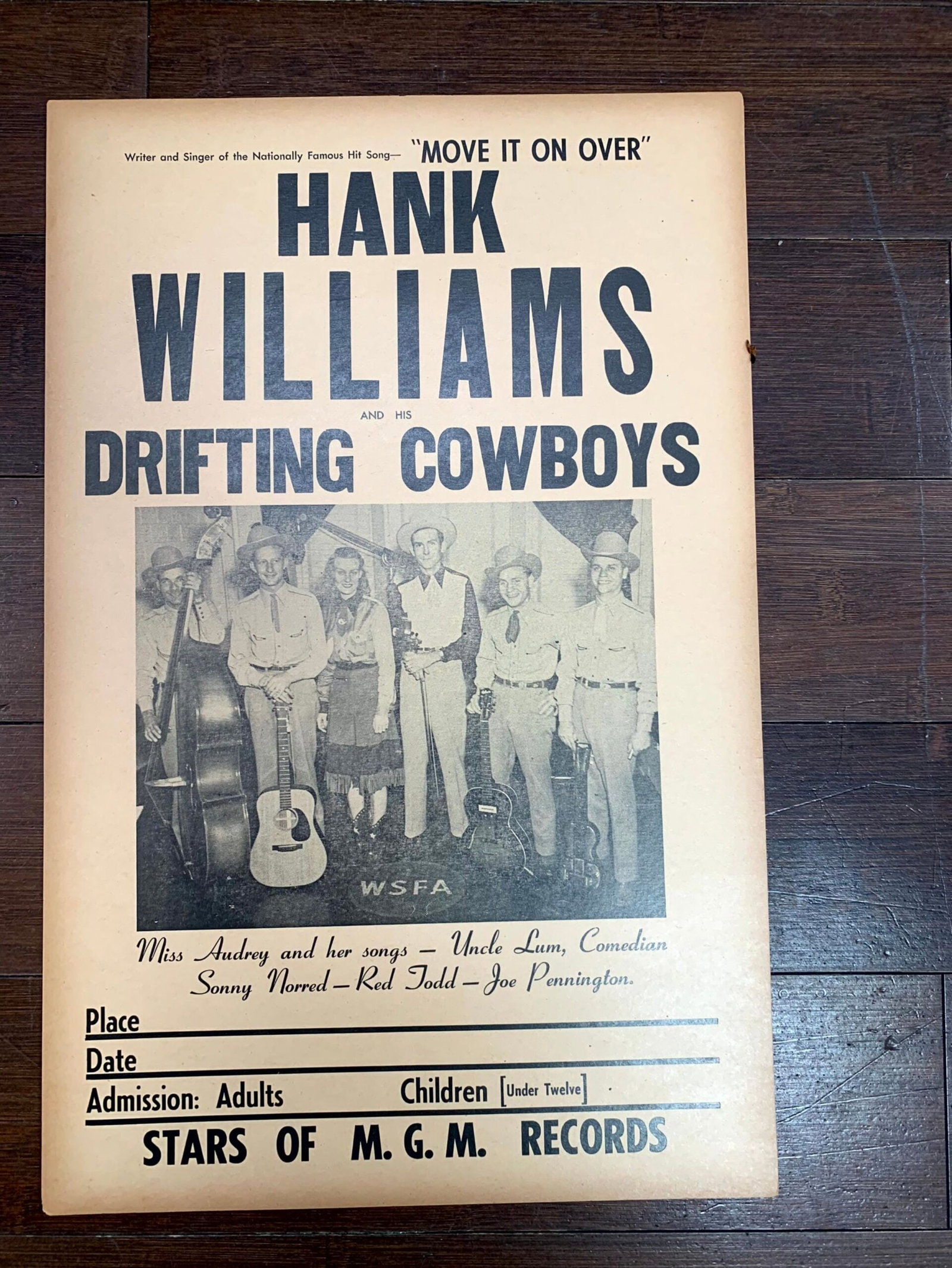 Hank Williams & The Drifting Cowboys (1949) 11"X17" Music Concert Poster: Title: Hank Williams & The Drifting Cowboys (1949) 11"X17" Music Concert Poster Description: Hank Williams & The Drifting Cowboys (1949) 11"X17" Music Concert Poster Please refer to the attached