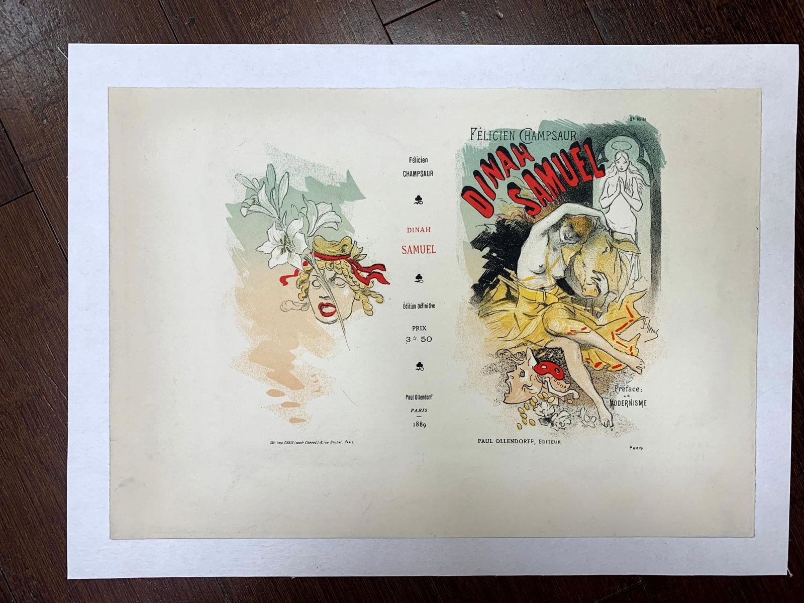 Dinah Samuel - Art by Cheret (1887) 8.75"X12.75" French Book Cover LB (1 of 5)