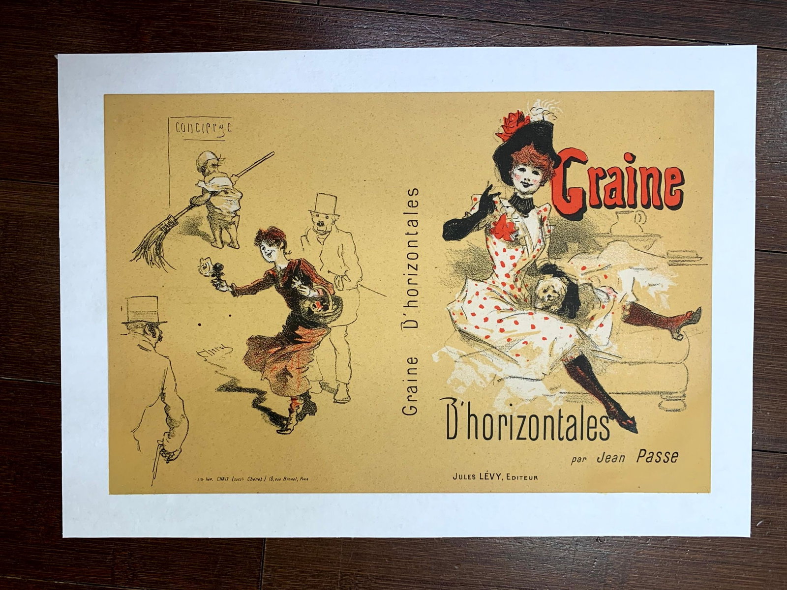 Graine d'Horizontales - Art by Cheret (1886) 7.5"X11.5" French Book Cover LB - 4