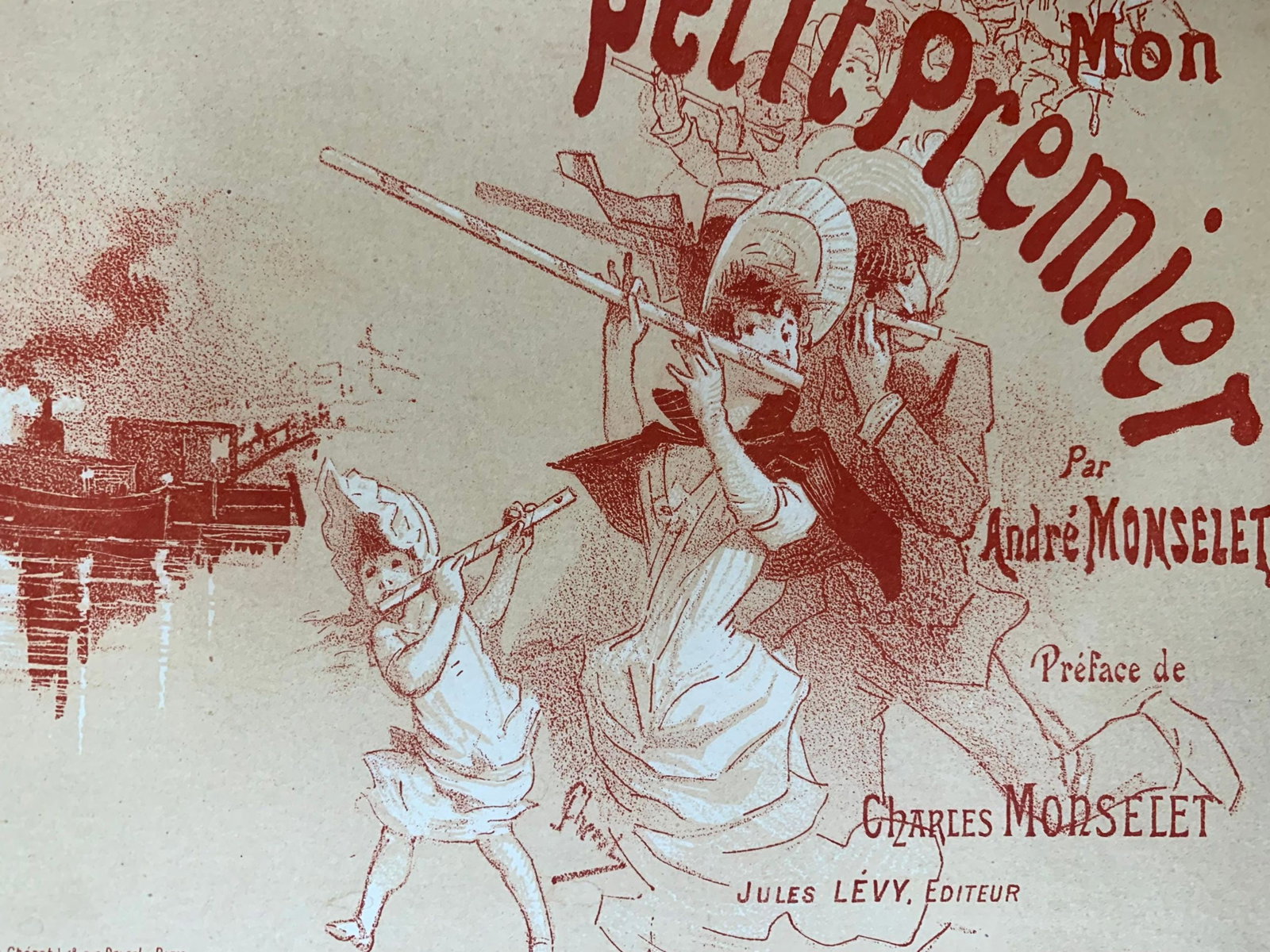 Mon Petit Premiere - Art by Cheret (1887) 8.5"X12.25" French Book Cover LB - 3