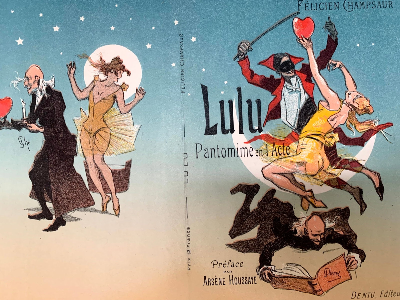 Lulu Pantomime - Art by Cheret (1887) 14"X15.25" French Book Cover LB - 3