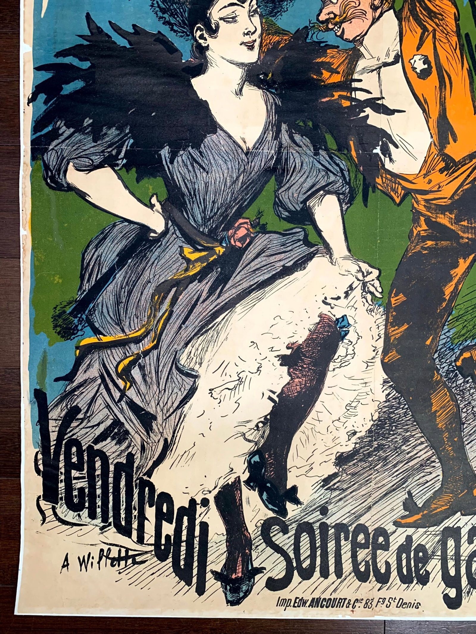 Elysee Montmarte - Art by Adolphe Willett (1924) 24"X31.5" French Theater Poster LB - 4