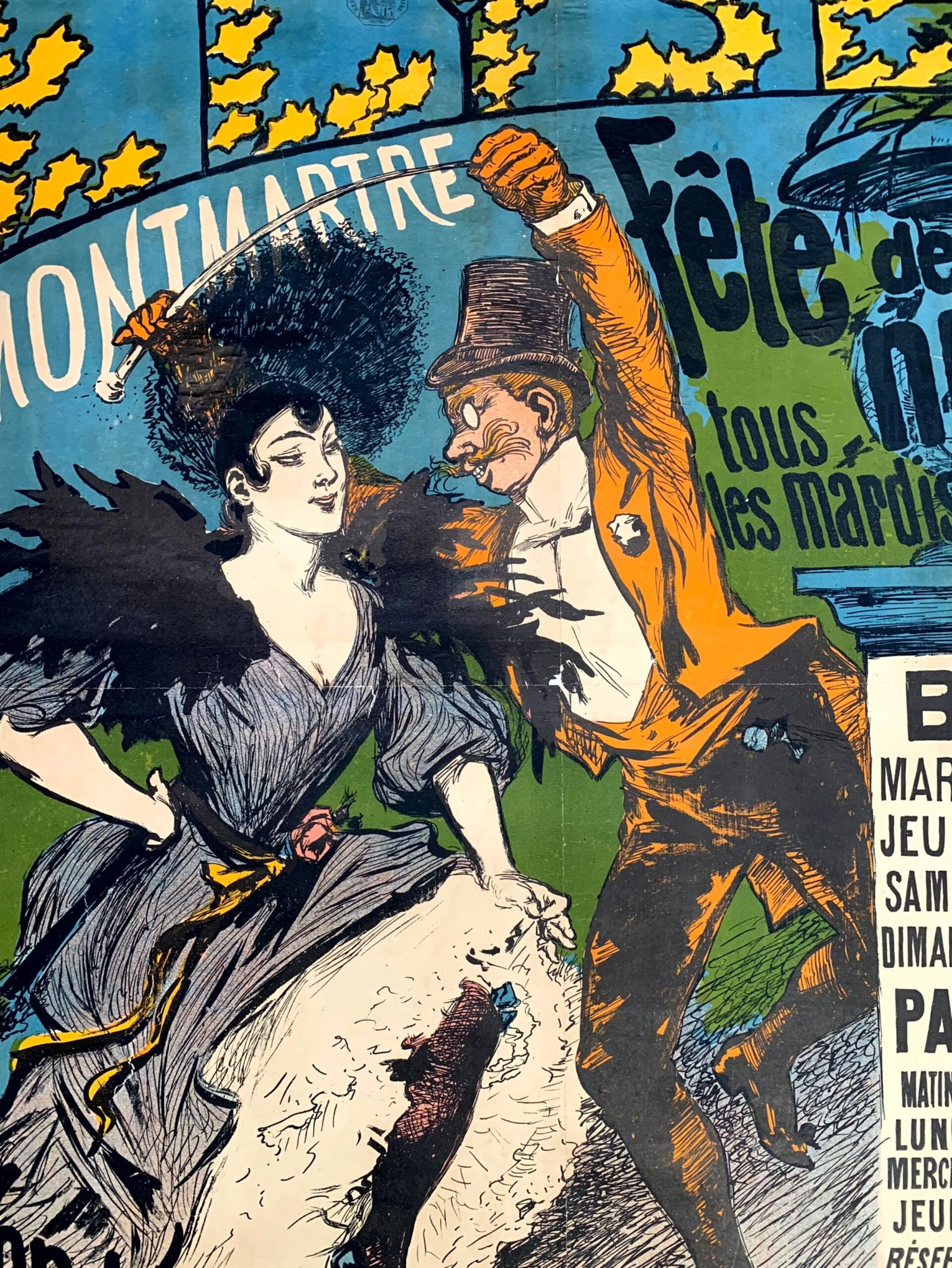 Elysee Montmarte - Art by Adolphe Willett (1924) 24"X31.5" French Theater Poster LB - 5