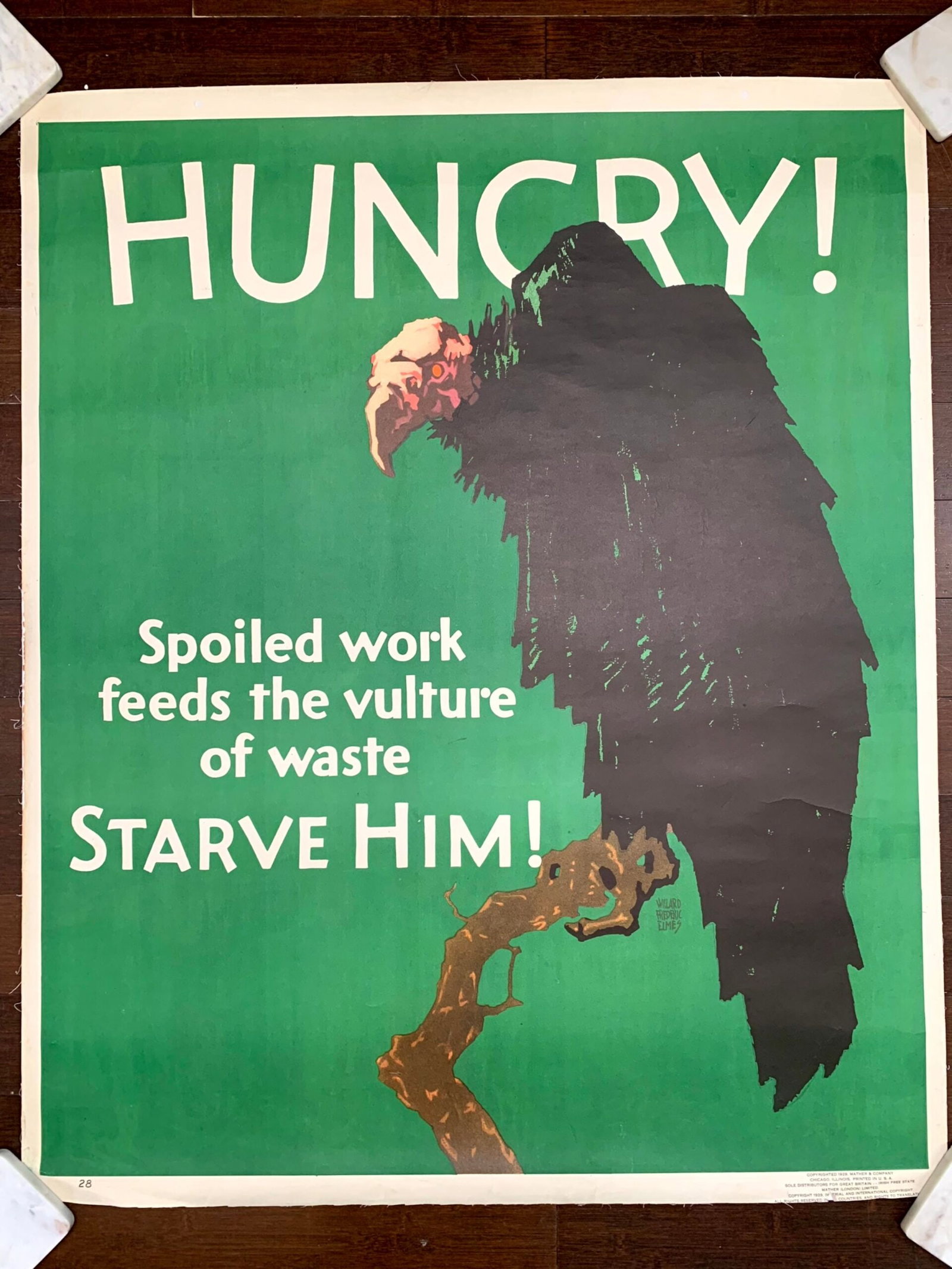 Hungry! - Art by Willard Frederic Elmes (1929) 36"X44" US Mather Poster LB: Title: Hungry! - Art by Willard Frederic Elmes (1929) 36"X44" US Mather Poster LB Description: Hungry! - Art by Willard Frederic Elmes (1929) 36"X44" US Mather Poster LB Please refer to the attached p